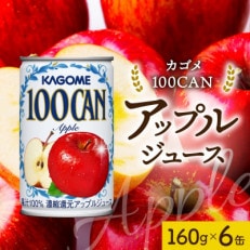 カゴメ 100CAN アップルジュース 160g&times;6缶 砂糖不使用 100%ジュース 那須塩原市