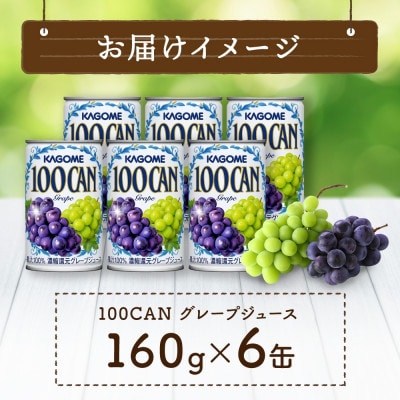 カゴメ 100CAN グレープジュース 160g×6缶 砂糖不使用 100%ジュース 那須塩原市