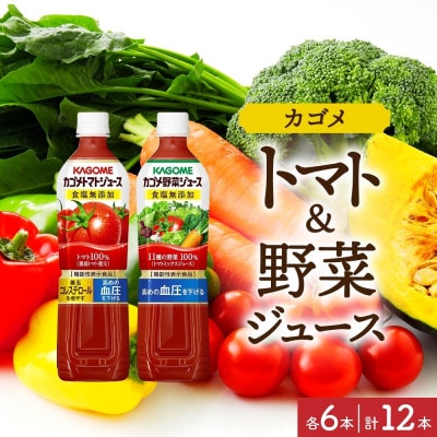 カゴメ 食塩無添加 トマトジュース 野菜ジュース PET 720ml 各6本 計12