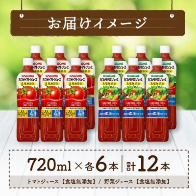 カゴメ 食塩無添加 トマトジュース 野菜ジュース PET 720ml 各6本 計12本 那須塩原市