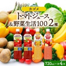 カゴメ 食塩無添加 トマトジュース &amp; 野菜生活100 マンゴー アップル 720ml 那須塩原市