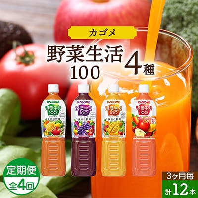【3ヵ月毎定期便】カゴメ 野菜生活100 PET 720ml  4種 計12本 那須塩原市全4回 | ふるさと納税のお礼品