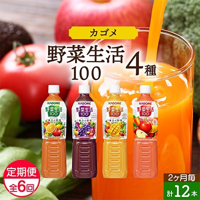 【2ヵ月毎定期便】カゴメ 野菜生活100 PET 720ml 4種 計12本 那須塩原市全6回