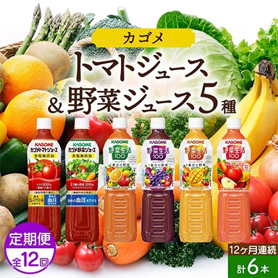 【毎月定期便】カゴメ 野菜ジュース 飲み比べ PET 720ml 6種 計6本 那須塩原市全12回