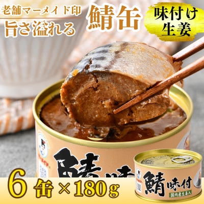 鯖味付缶詰【生姜入】6缶セット(180g×6)