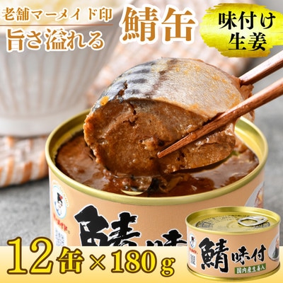鯖味付缶詰【生姜入】12缶セット(180g×12)