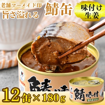 鯖缶詰【生姜入】12缶セット(180g×12)　こだわりも身もギュッと詰め込んだ贅沢さば缶