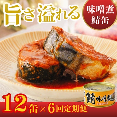 【毎月定期便】鯖味噌煮缶詰　12缶セット(180g×12) お手軽簡単に食べられる贅沢なサバ缶全6回