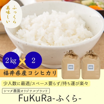 農家直送　福井県産こしひかり FukuRa(ふくら)　精米 2kg×2袋 【計4kg】　美味しいお米