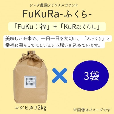 農家直送　福井県産こしひかり FukuRa(ふくら)　精米 2kg×3袋 【計6kg】　美味しいお米