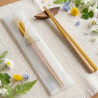 【OEDO -ICHIMATSU- Yellow】(食洗機対応 箸 若狭塗箸 1膳)