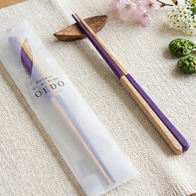 【OEDO -ICHIMATSU- Purple】　　　(食洗機対応 箸 若狭塗箸 1膳)