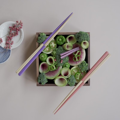 【OEDO -ICHIMATSU- Purple】　　　(食洗機対応 箸 若狭塗箸 1膳)