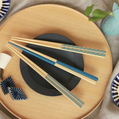 【OEDO -Blue- Arashibori】　　　　　(食洗機対応 箸 若狭塗箸 1膳)