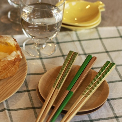 【OEDO -Green- Yabaneami】　　　(食洗機対応 箸 若狭塗箸 1膳)