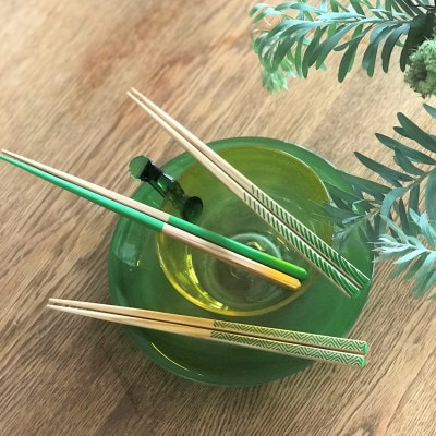 【OEDO -Green- Yabaneami】　　　(食洗機対応 箸 若狭塗箸 1膳)