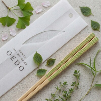 【OEDO -Green- Namiajiro】　　　　(食洗機対応 箸 若狭塗箸 1膳)