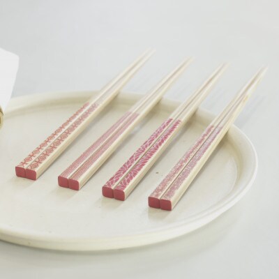 【OEDO -Pink- Hanabishi】　　　　　　(食洗機対応 箸 若狭塗箸 1膳)
