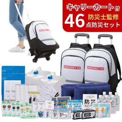 キャリーカート付リュック 防災セット 46点 非常時 備蓄 8-5000E