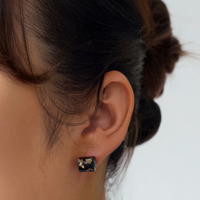 若狭塗 ピアス【BLOMINA】漆黒
