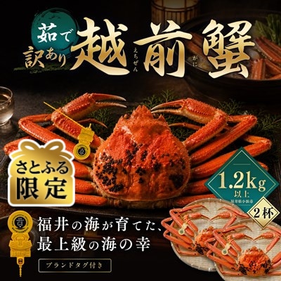 【さとふる限定】【訳あり】越前がに 茹で 1.2kg以上 2杯 福井県産ズワイガニ 脚折れ・欠け