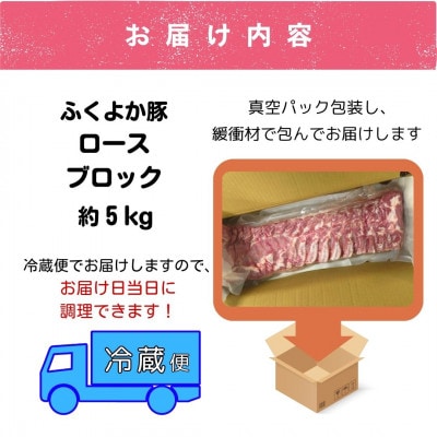 工場直送・鮮度抜群・ダイナミック　【ふくよか豚】豚ロースブロック　約5kg