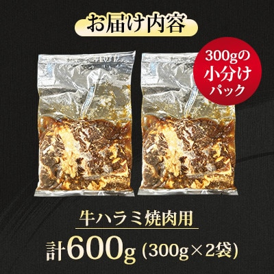 【福岡県水巻町よりお届け】牛ハラミ 焼肉用 味付き 肉厚カット 600g 下味付き 冷凍