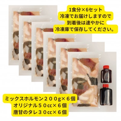 【簡易版】ぷりぷり黒毛和牛ホルモン使用!田川ホルモン鍋セット(ミックスホルモン+タレ2種)×6食分