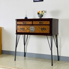 〈創業明治2年、田中家具謹製〉二本松伝統家具　欅ModernStyle コンソールテーブル80