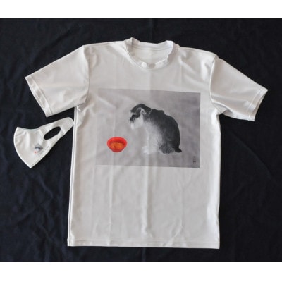 大山忠作「おあずけ」TシャツMサイズ+「おあずけ」 マスクグレー地
