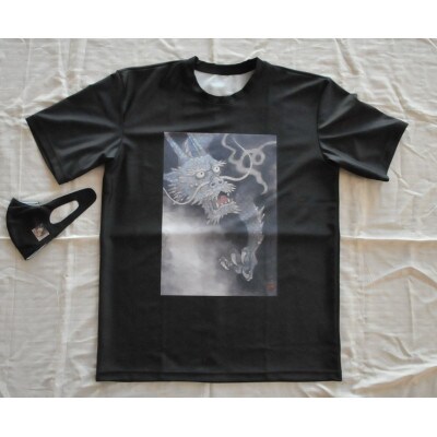 縁起物　大山忠作「龍」TシャツLLサイズ・金龍マスクセット