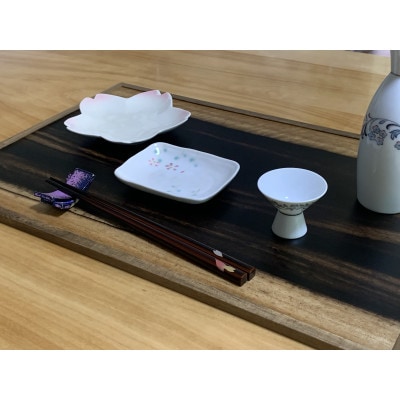 杢華　銘木膳　3枚組(ケヤキ玉杢・タモ玉杢・黒柿)