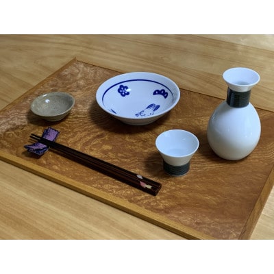 杢華　銘木膳　3枚組(ケヤキ玉杢・タモ玉杢・黒柿)