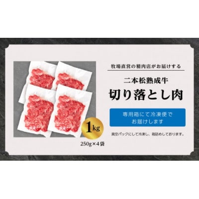 二本松熟成牛 切り落とし1kg(250g×4袋)小分け