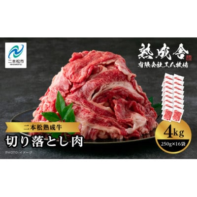 二本松熟成牛 切り落とし4kg(250g×16袋)小分け