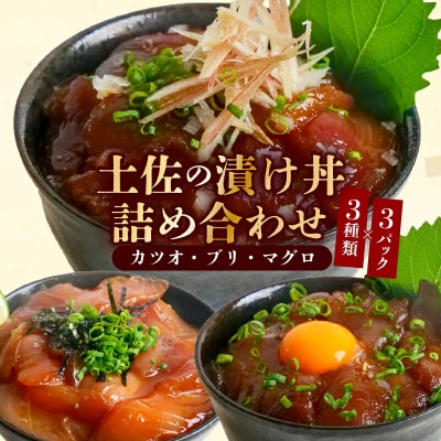 【土佐沖 丼シリーズ】お手軽!漬け丼 セット (かつお・まぐろ・天然ぶり) [1401-2]