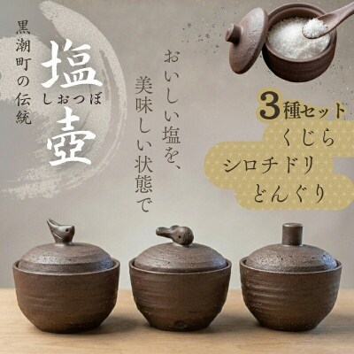日常屋の塩壷3種セット(クジラ・どんぐり・シロチドリ) [1493]