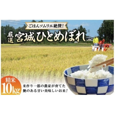 【毎月定期便】【ごはんソムリエ絶賛】厳選!宮城県産ひとめぼれ　精米10kg全3回