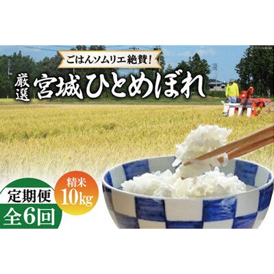 【毎月定期便】【ごはんソムリエ絶賛】厳選!宮城県産ひとめぼれ　精米10kg全6回