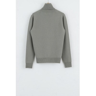 〈白田のカシミヤ〉のベビーカシミヤ タートルネックプルオーバー(オリーブグレー)男性用サイズ:LL