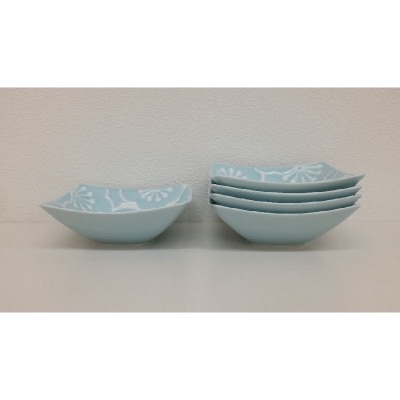 【波佐見焼】小鉢 はふり 梅・青(12.5×12.5×4cm 5個組)【西海陶器】 5 18085