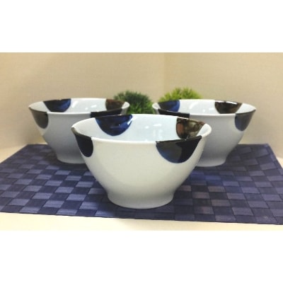 【波佐見焼】丼 ふち濃み丸紋(直径16×8.5cm 3個組)【西海陶器】 3 73522