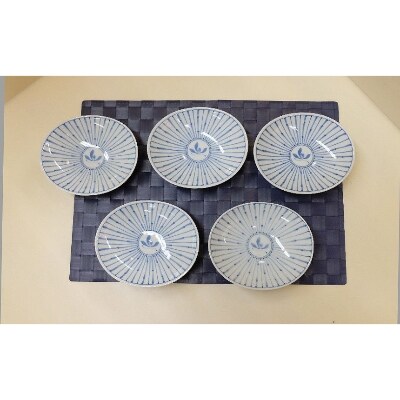 【波佐見焼】15.5×13cm楕円鉢 十草蘭 【西海陶器】 5 71009