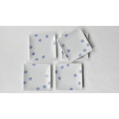 【波佐見焼】判子 角皿 ゆきはな 【西海陶器】5 43454