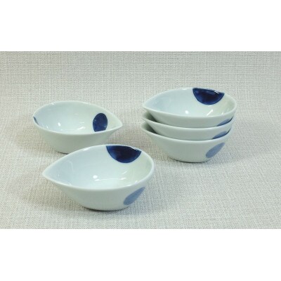 【波佐見焼】9×6.5cm 楕円ボウル5個組 二色丸紋【西海陶器】5 71877