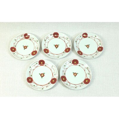【波佐見焼】10.5×1.5cm 小皿5枚組 赤絵小花【西海陶器】5 63282
