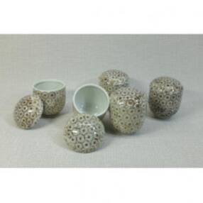 【波佐見焼】容量125ml小さめの蒸し茶碗 　亀甲紋5個組 【西海陶器】 5 21327