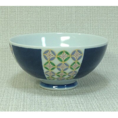 【波佐見焼】φ11.5cmごはん茶碗5個組　染錦七宝  5 31174