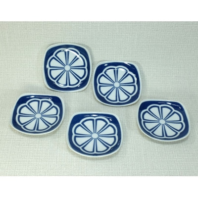 【波佐見焼】9×9cm小皿5枚組　菊割 5 48317