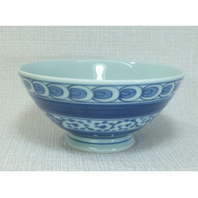 【波佐見焼】φ14cmお茶漬け碗5個組　唐草梅　5 14199